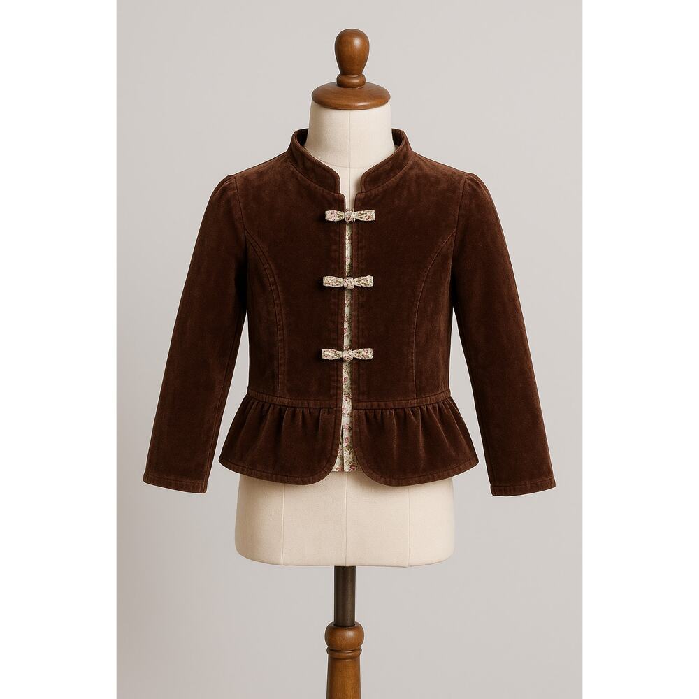 Vintage Bluebird Brown Velvet Jacket (Estimated 4-6)– Floral Lined Cottagecore